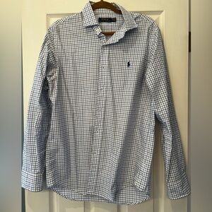 Ralph Lauren Blue and White Casual Button Down Shirt